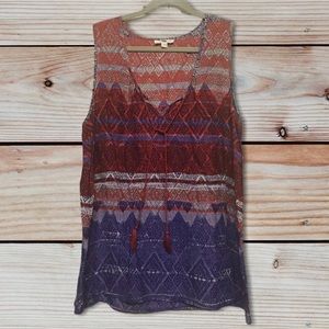 Beachlunchlounge Ikat Print Sleeveless Tunic Top